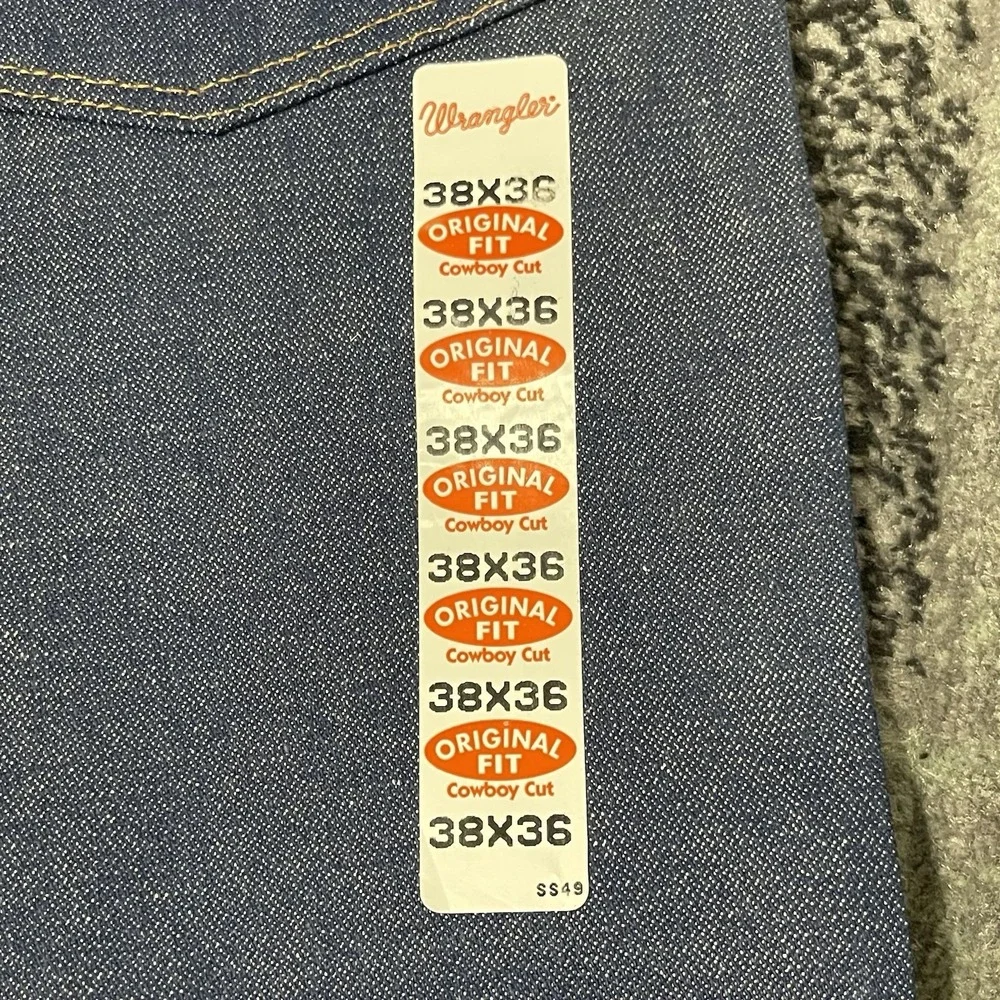 VTG‎ Wrangler 13MWZ Jeans Men 38x36 Blue Denim Western Pro Rodeo Deadstock NEW
